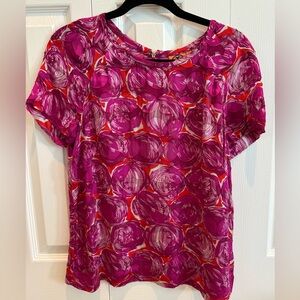 Tory Burch Pink and Red Patterned Blouse